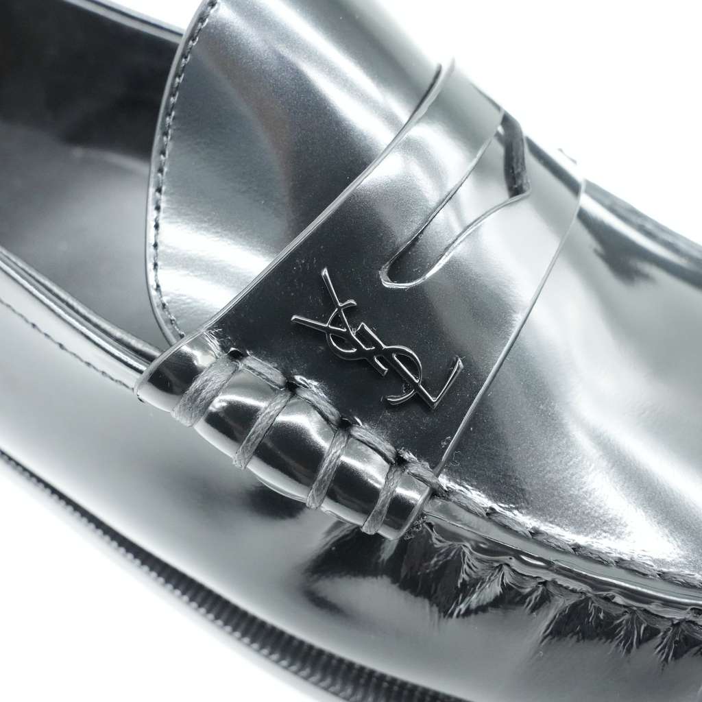 Saint Laurent Penny Loafers Black Leather Size 39.5 - Image 11