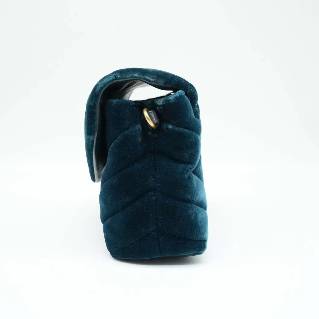 Yves Saint Laurent Women's Loulou Handbag Velvet Green Green Velvet Good - Back View