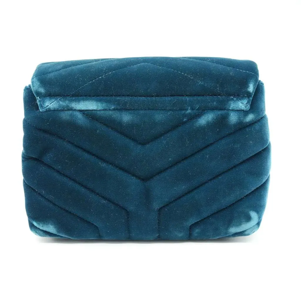 Yves Saint Laurent Women's Loulou Handbag Velvet Green Green Velvet Good - Inside View
