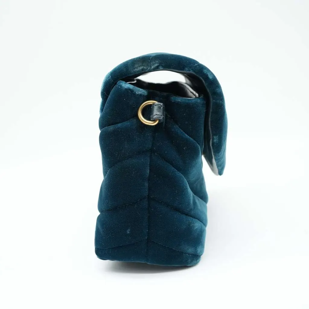 Yves Saint Laurent Women's Loulou Handbag Velvet Green Green Velvet Good - Model View