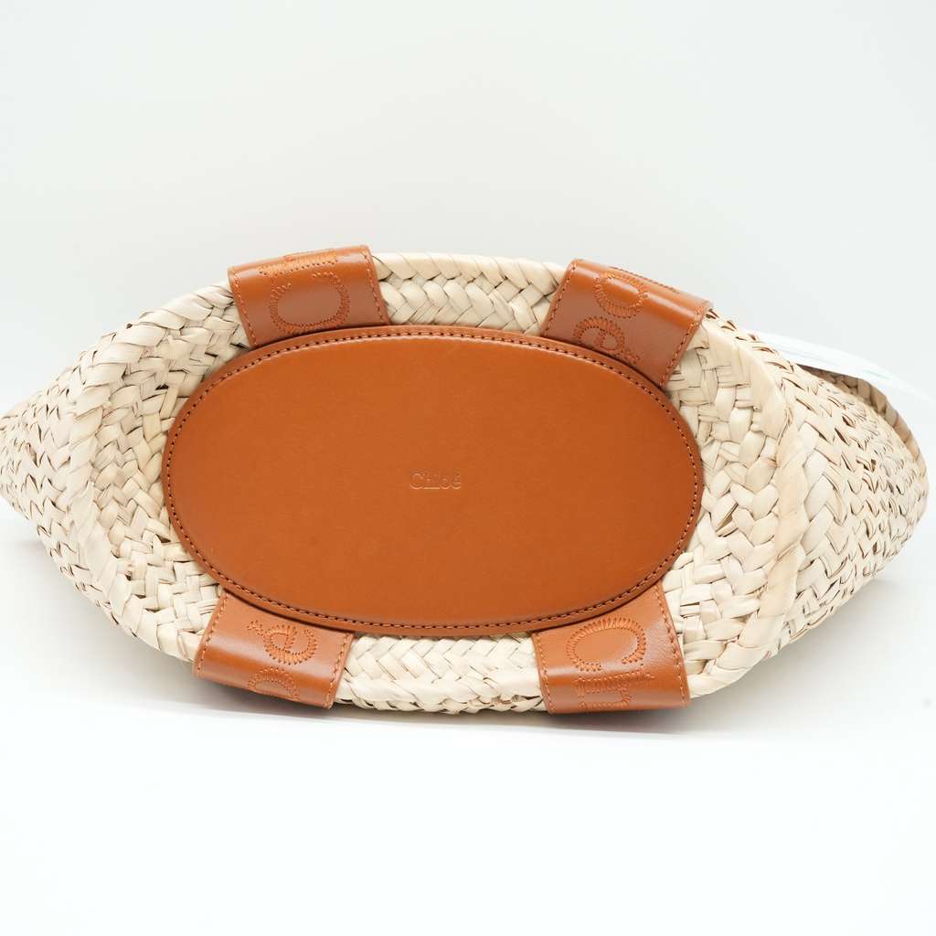 Chloé Woody Basket Bag Sense Raffia Calf Leather - Side view