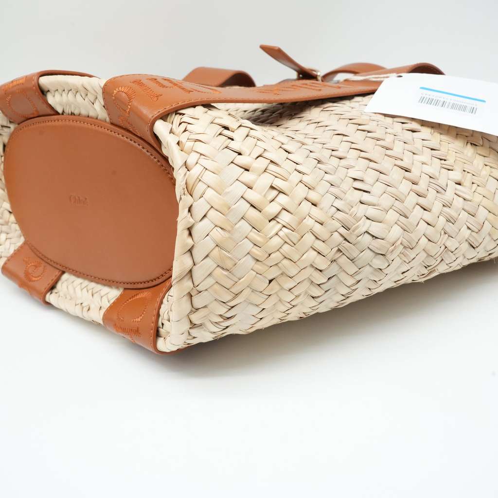 Chloé Woody Basket Bag Sense Raffia Calf Leather - Detail 2