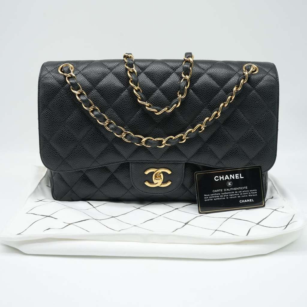 Chanel 30 Double Flap Caviiar Gold HW Black Bag - Image 18