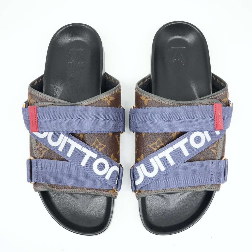 Louis Vuitton Brown Monogram Canvas and Leather Honolulu Slide Sandals Size 9.5 - Image 6