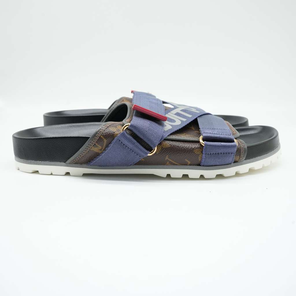 Louis Vuitton Brown Monogram Canvas and Leather Honolulu Slide Sandals Size 9.5 - Side view