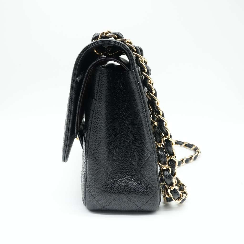 Chanel Black Jumbo Classic Double Flap Bag Quilted Caviar Leather - Image 6