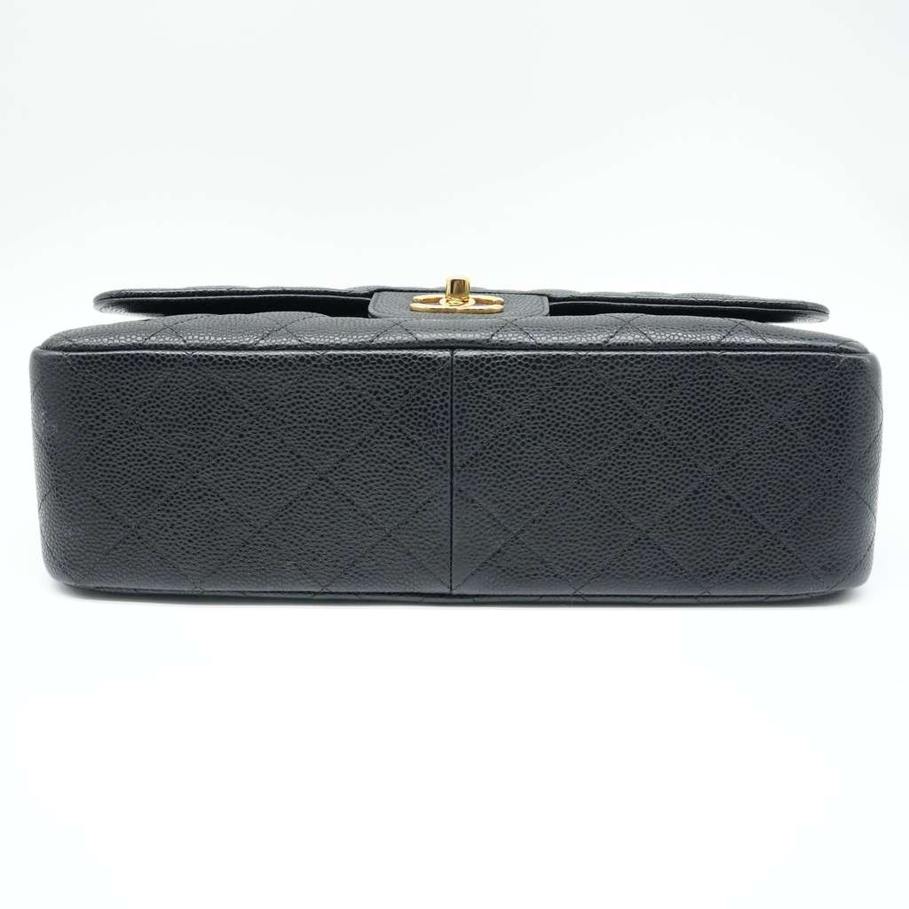 Chanel Black Jumbo Classic Double Flap Bag Quilted Caviar Leather - Detail 1