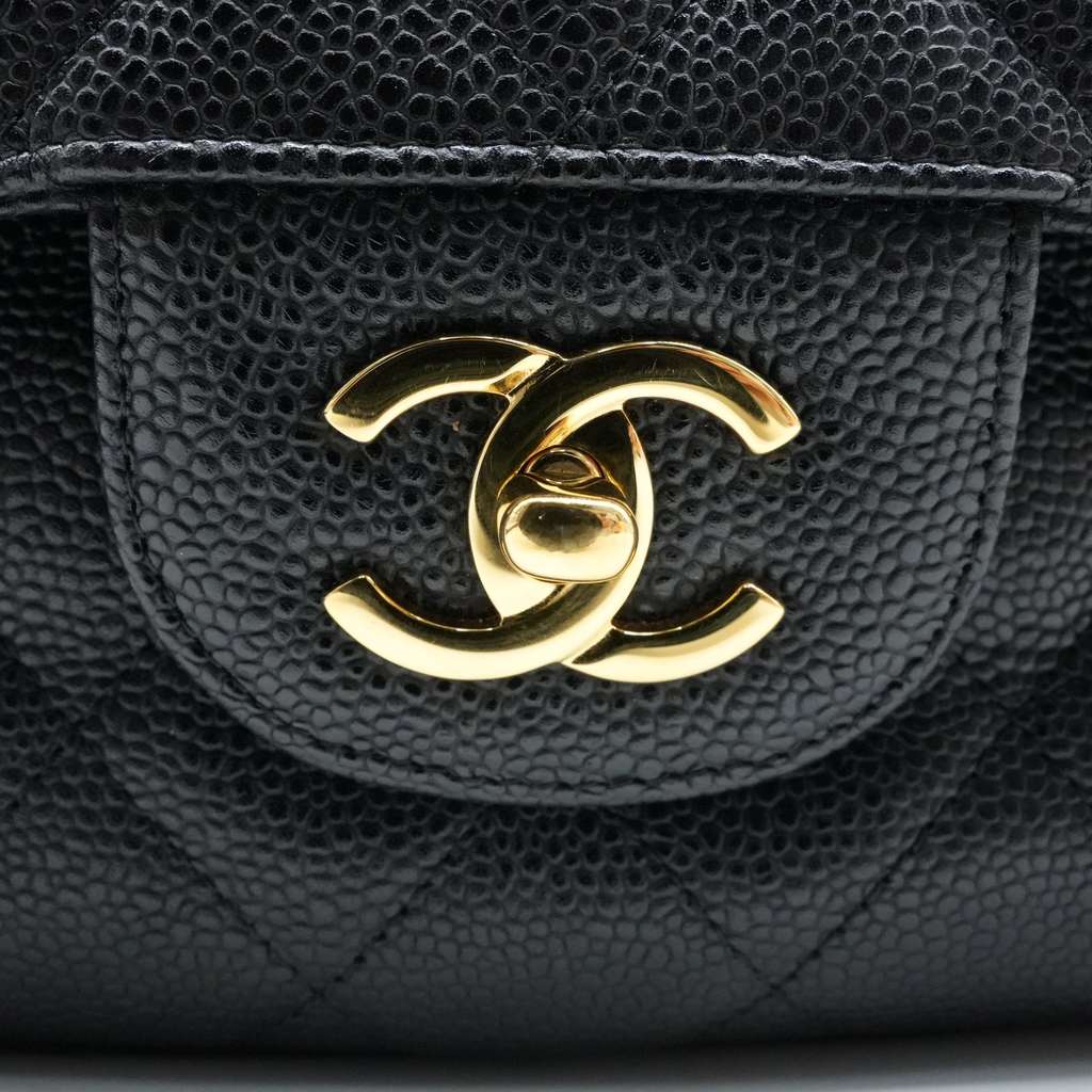 Chanel Black Jumbo Classic Double Flap Bag Quilted Caviar Leather - Image 11