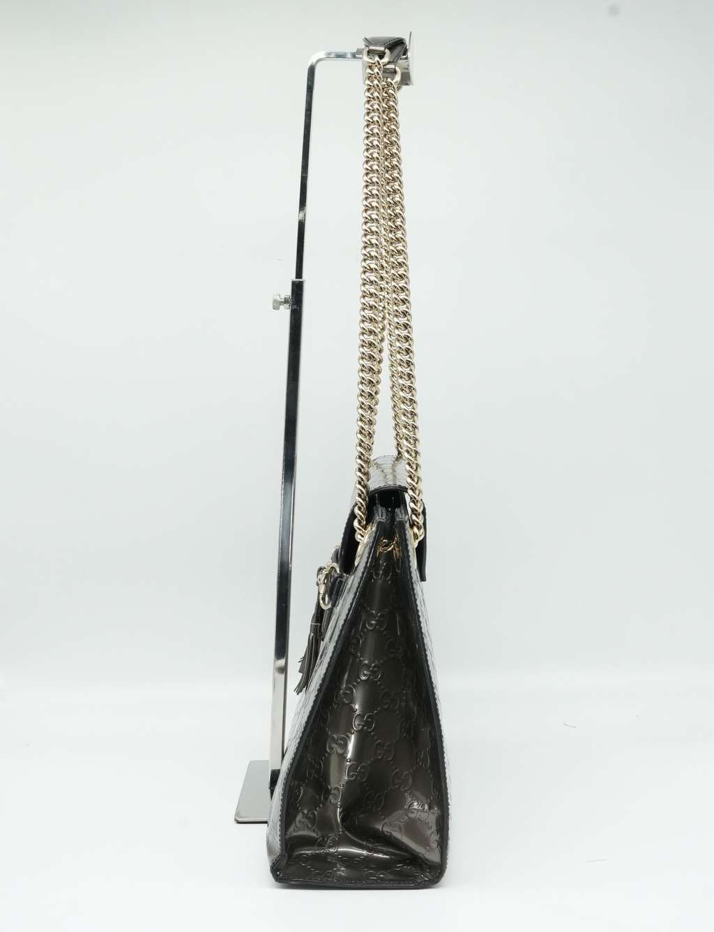 Gucci Guccissima Patent Leather Medium Emily Chain Shoulder Bag Brown - Back view