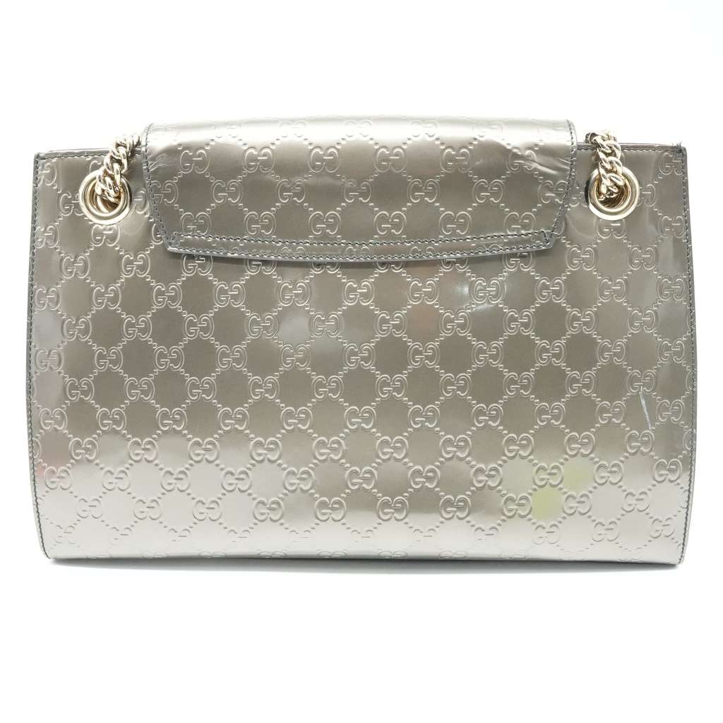 Gucci Guccissima Patent Leather Medium Emily Chain Shoulder Bag Brown - Detail 1