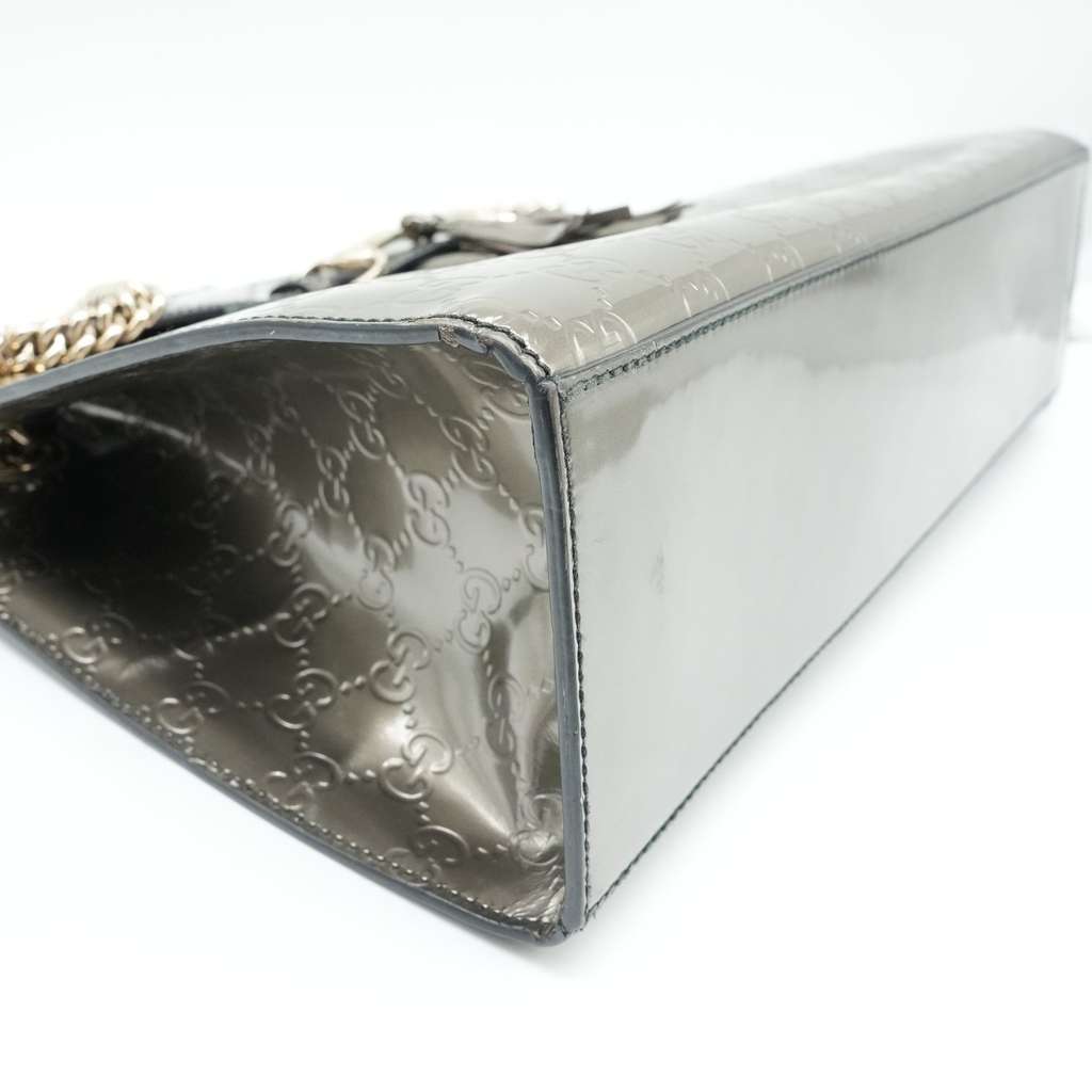 Gucci Guccissima Patent Leather Medium Emily Chain Shoulder Bag Brown - Image 10