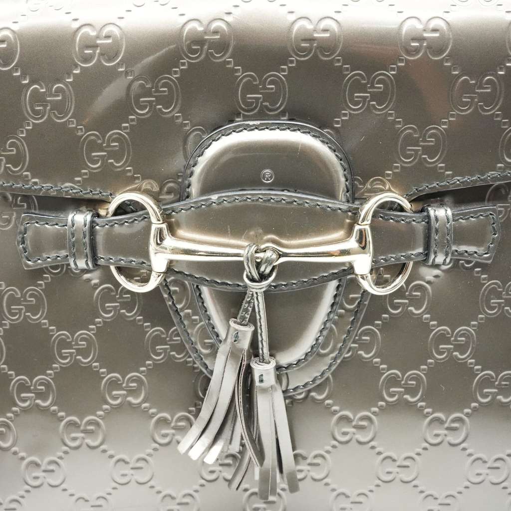 Gucci Guccissima Patent Leather Medium Emily Chain Shoulder Bag Brown - Image 12