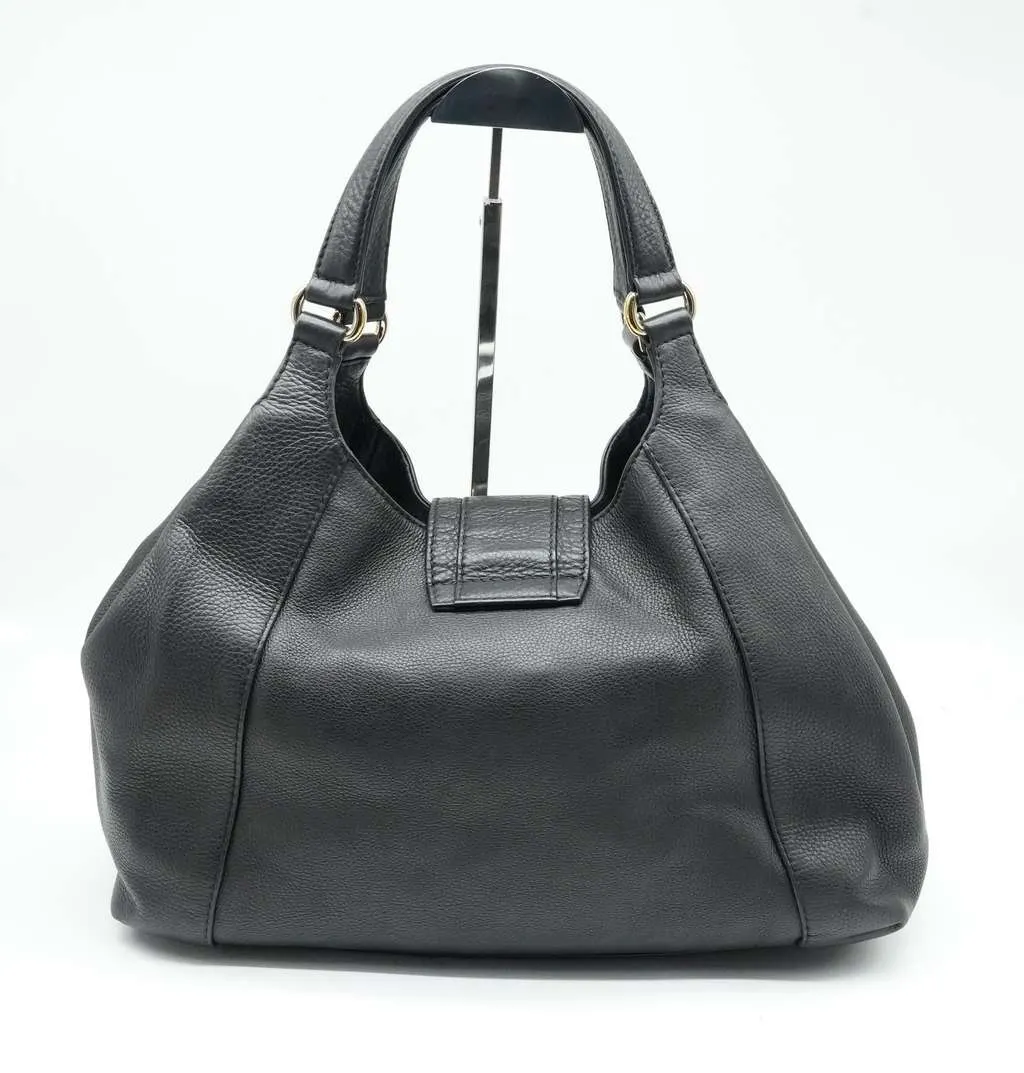 Gucci Black Pebbled Calfskin Leather Greenwich Medium Shoulder Bag Black Fair - Inside View