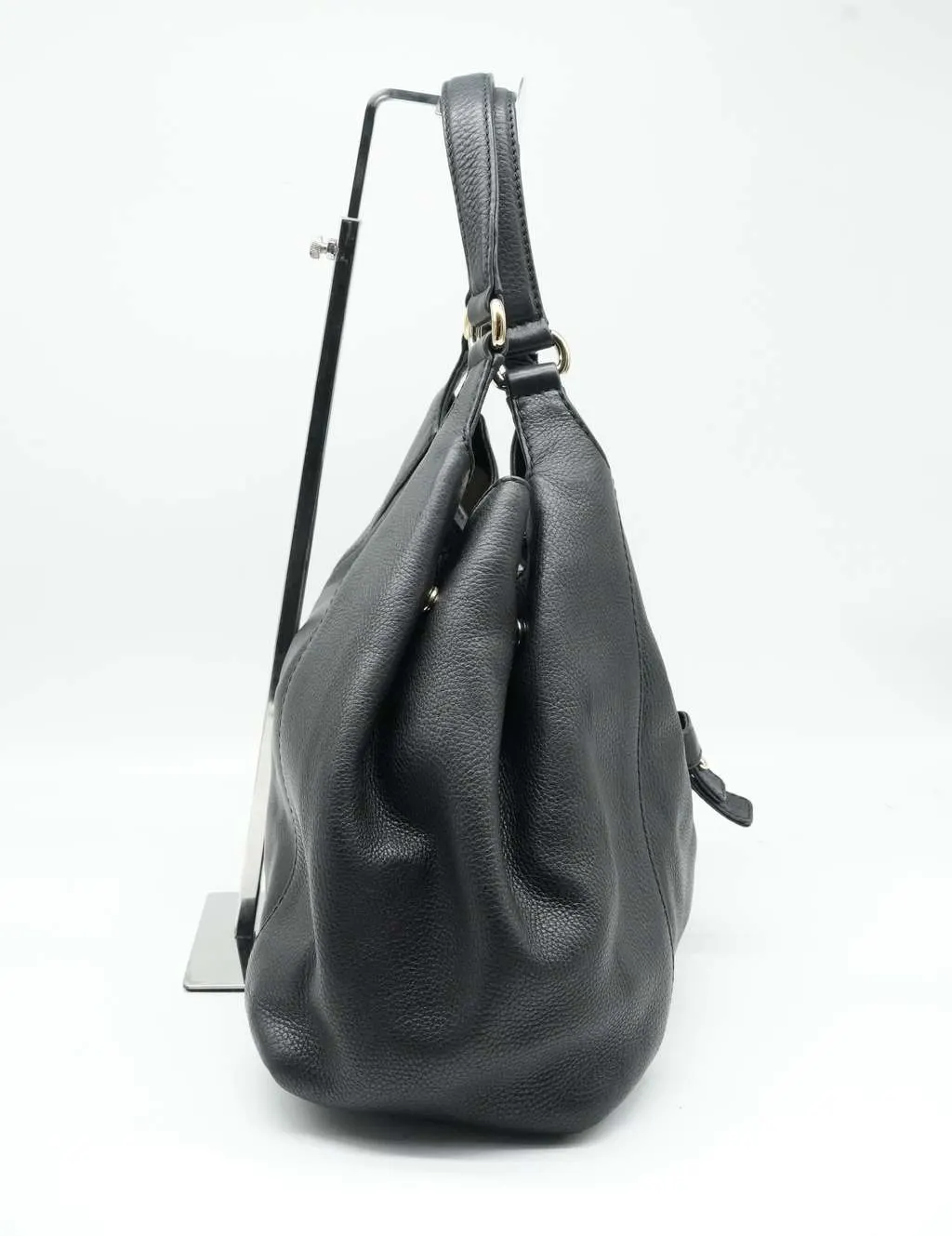 Gucci Black Pebbled Calfskin Leather Greenwich Medium Shoulder Bag Black Fair - Model View