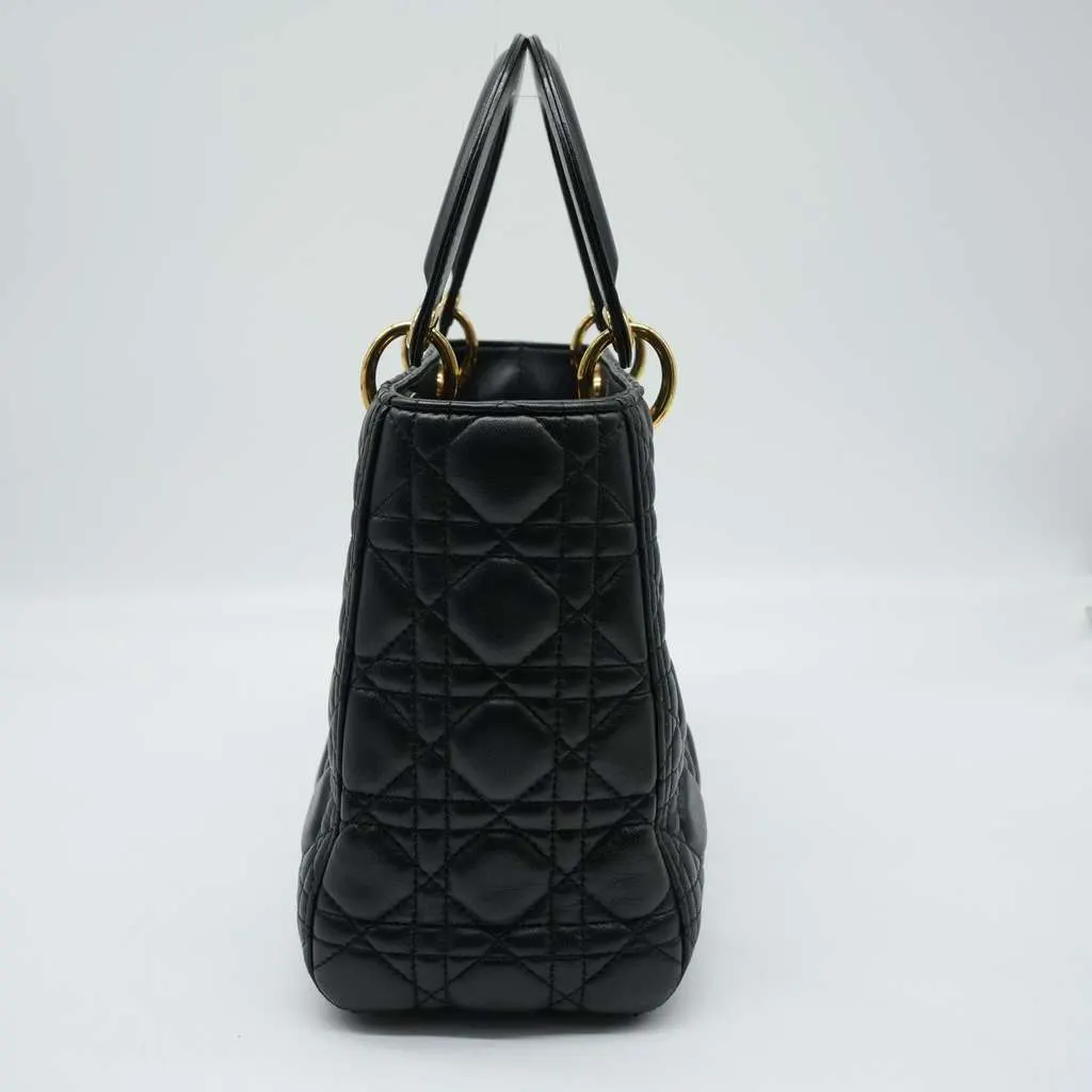 Dior Medium Lady Dior Bag Black Cannage Lambskin M0565ONGE_M900 Black Fair - Back View