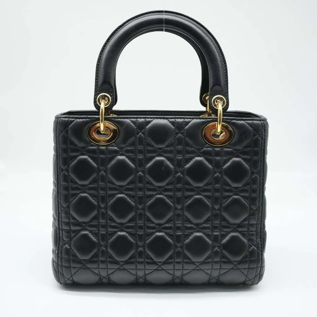 Dior Medium Lady Dior Bag Black Cannage Lambskin M0565ONGE_M900 Black Fair - Inside View
