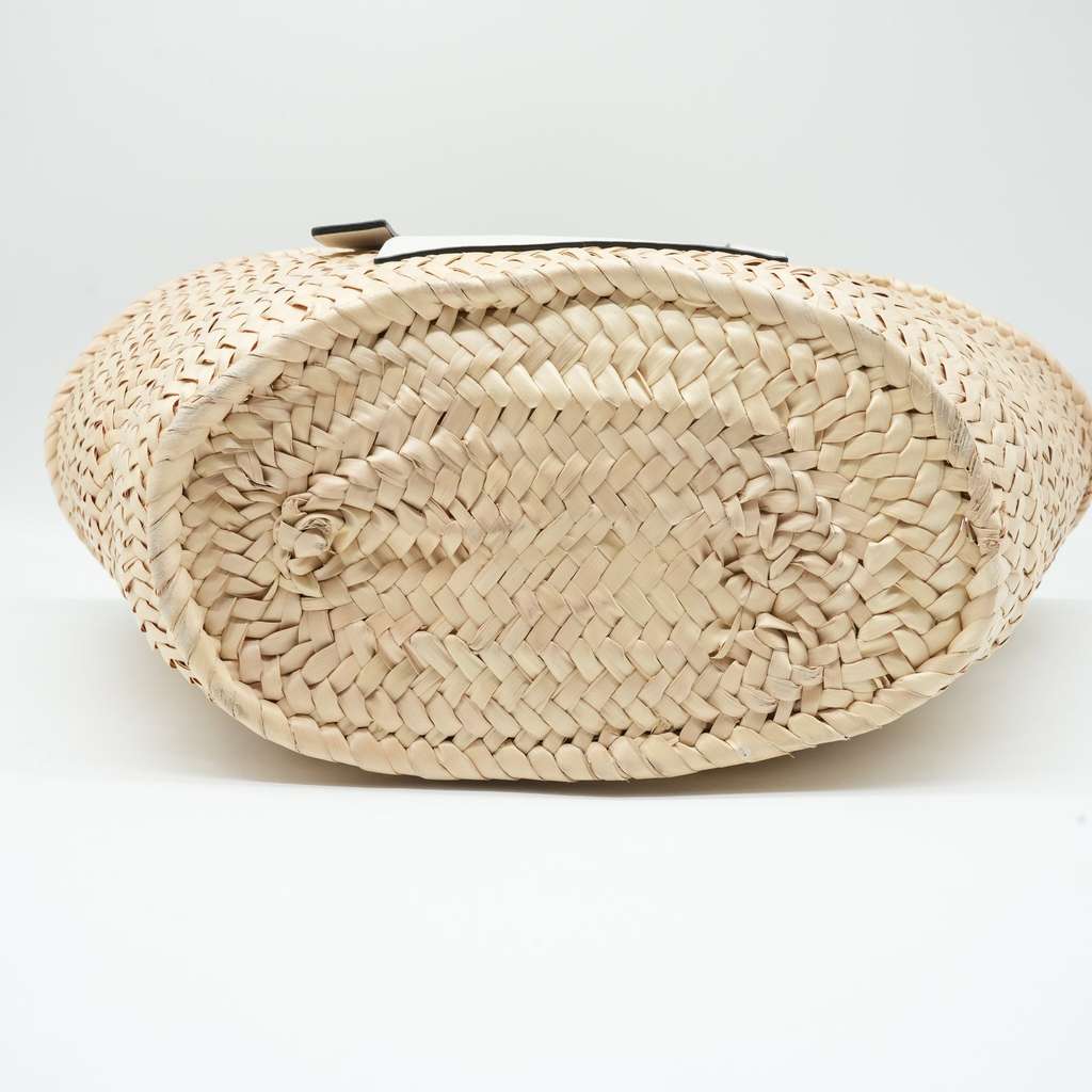 Loewe Basket Bag Beige/White Woven Raffia and Leather - Side view