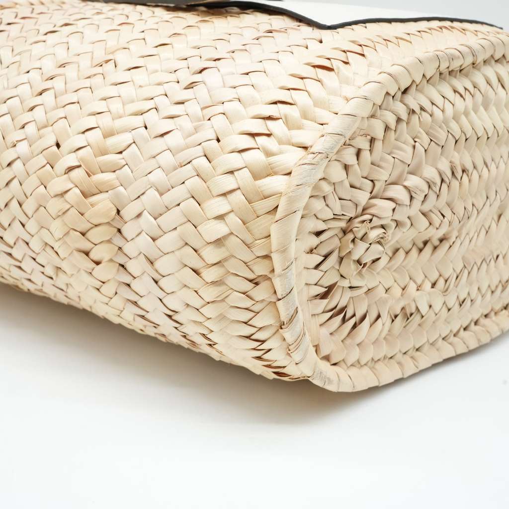 Loewe Basket Bag Beige/White Woven Raffia and Leather - Detail 1