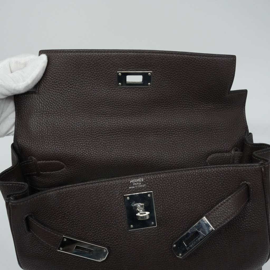 Hermès Kelly 28 Togo Leather Chocolate with PHW 2018 FS CP1730 - Image 11