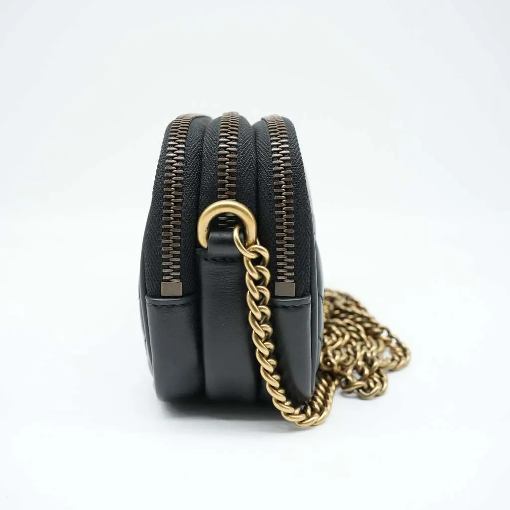 Gucci GG Marmont Triple Zip Bag Black Leather Fair - Back View