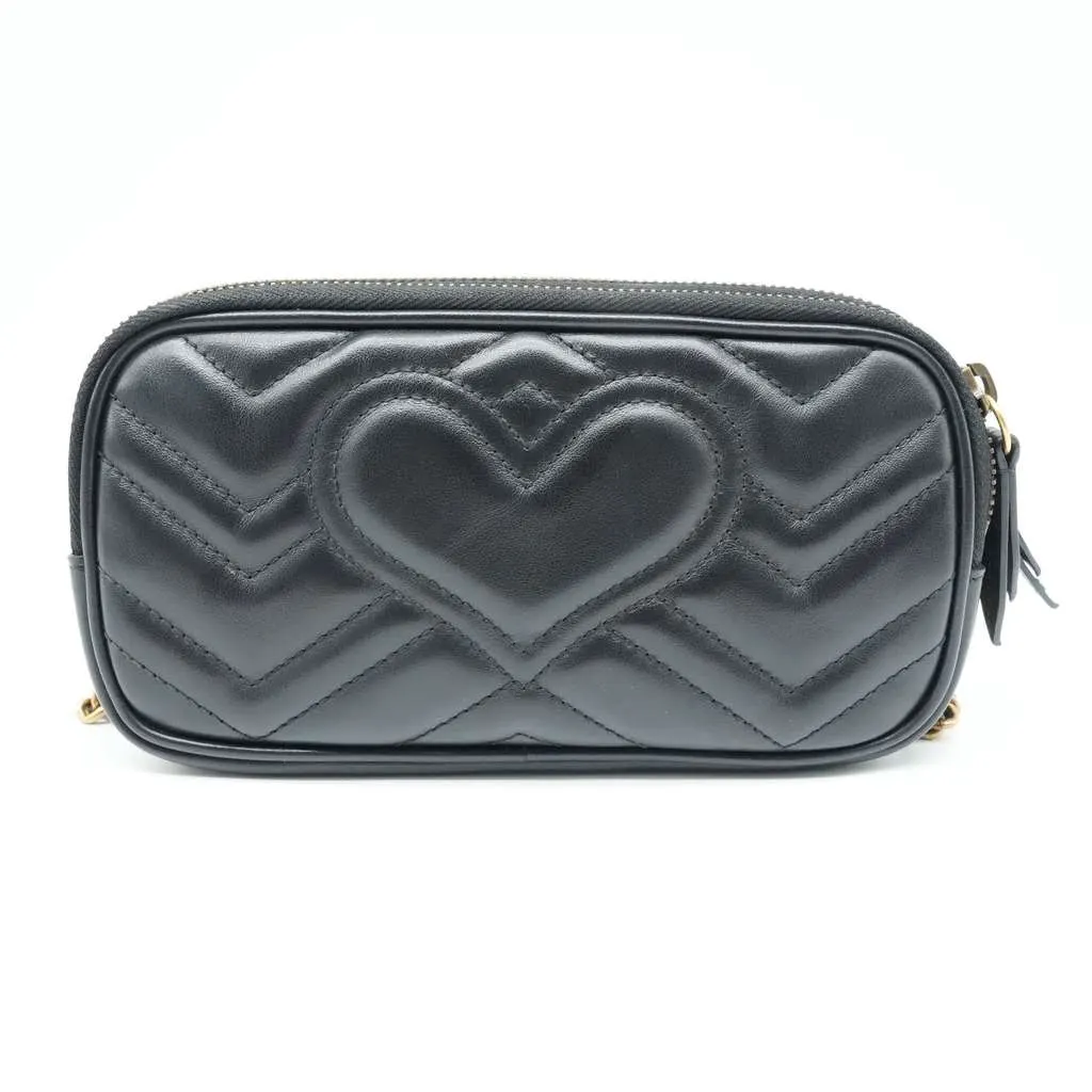 Gucci GG Marmont Triple Zip Bag Black Leather Fair - Inside View