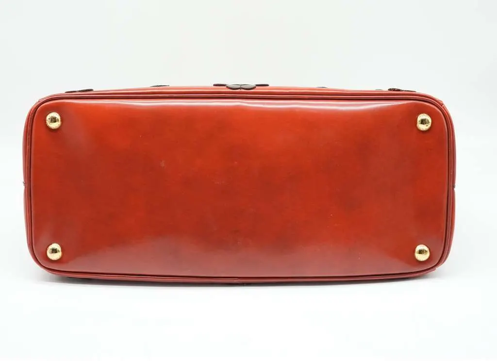 Prada Galleria Saffiano Vernic Pattent Leather Bag Orange Fair - Box View