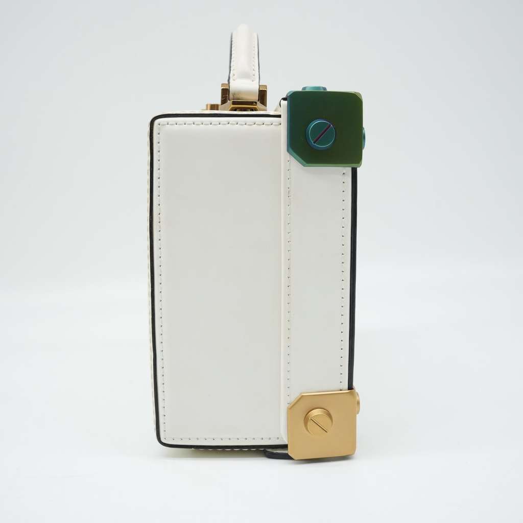 Mcm Berlin Box Bag White Visetos Canvas Multicolored corners - Back view