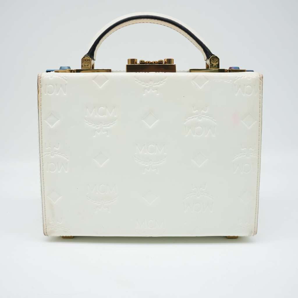 Mcm Berlin Box Bag White Visetos Canvas Multicolored corners - Image 6