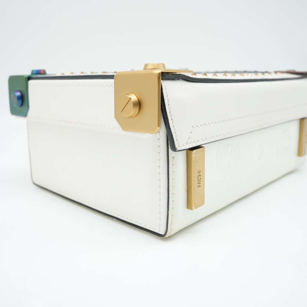 Mcm Berlin Box Bag White Visetos Canvas Multicolored corners - Detail 2