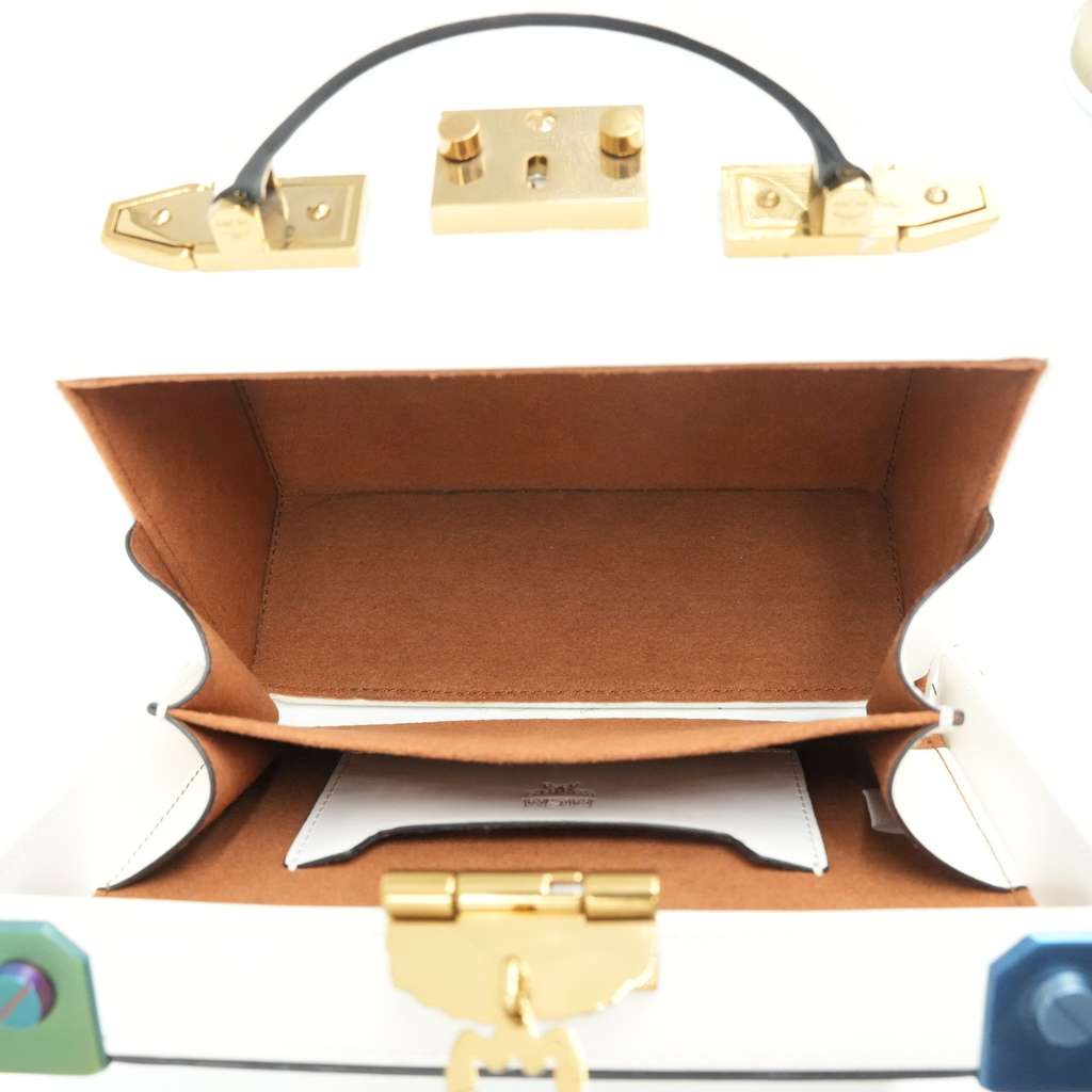 Mcm Berlin Box Bag White Visetos Canvas Multicolored corners - Image 12