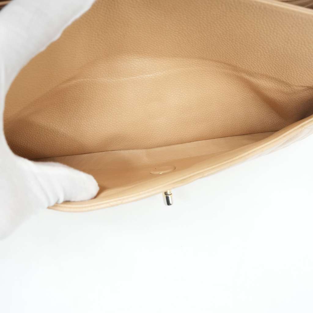 Chanel Classic Jumbo Caviar Leather Beige Gold Hardware - Image 14