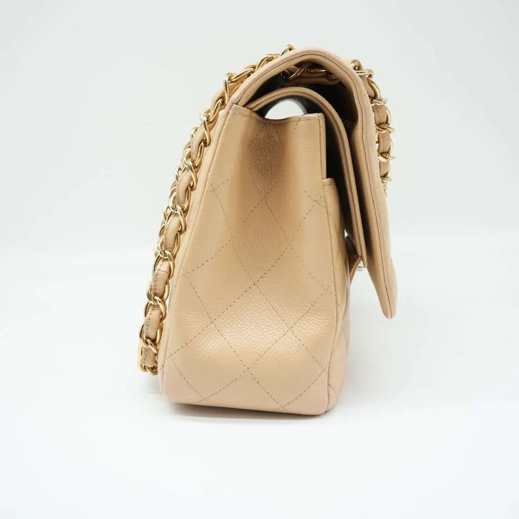 Chanel Classic Jumbo Caviar Leather Beige Gold Hardware Beige Good - Inside View