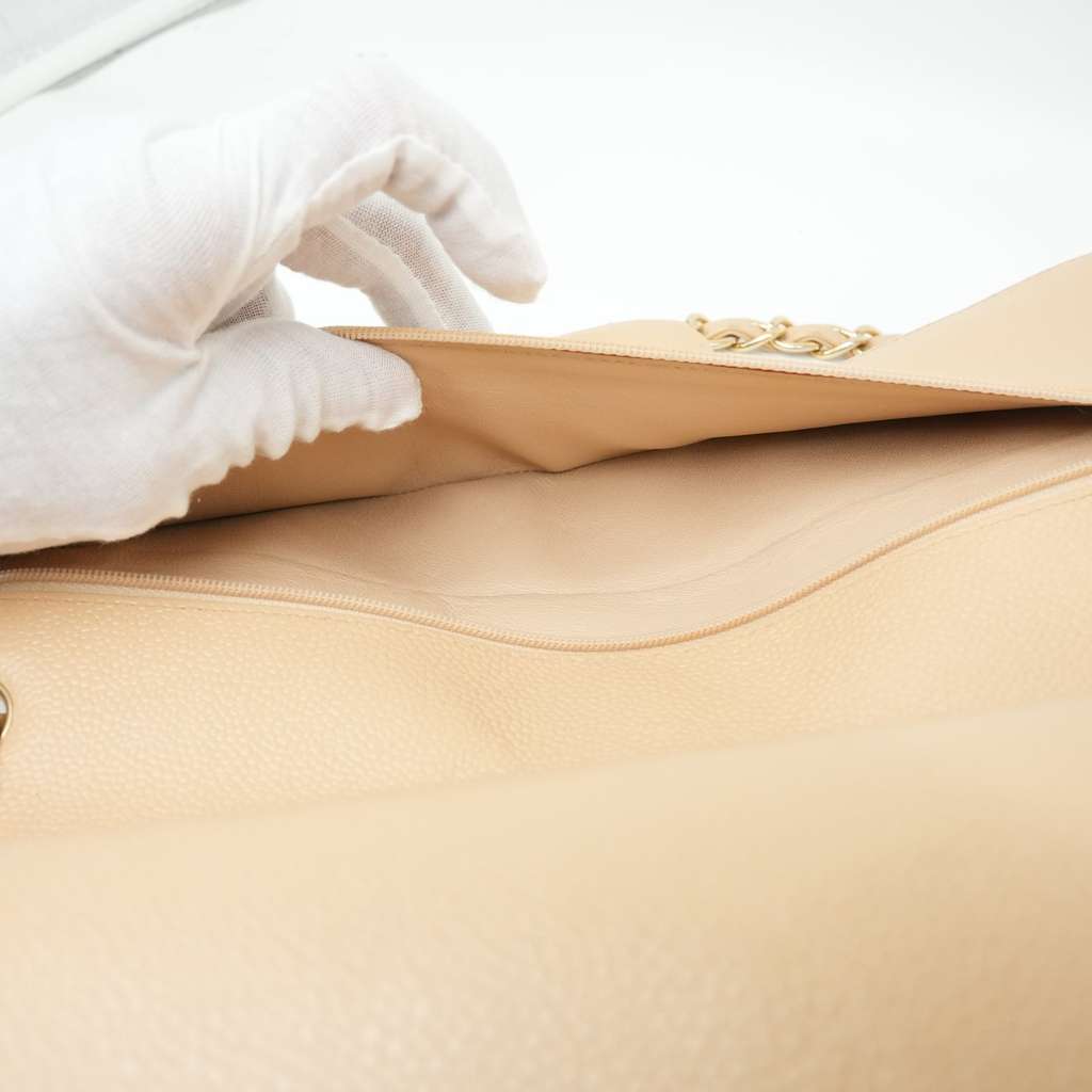 Chanel Classic Jumbo Caviar Leather Beige Gold Hardware - Image 10