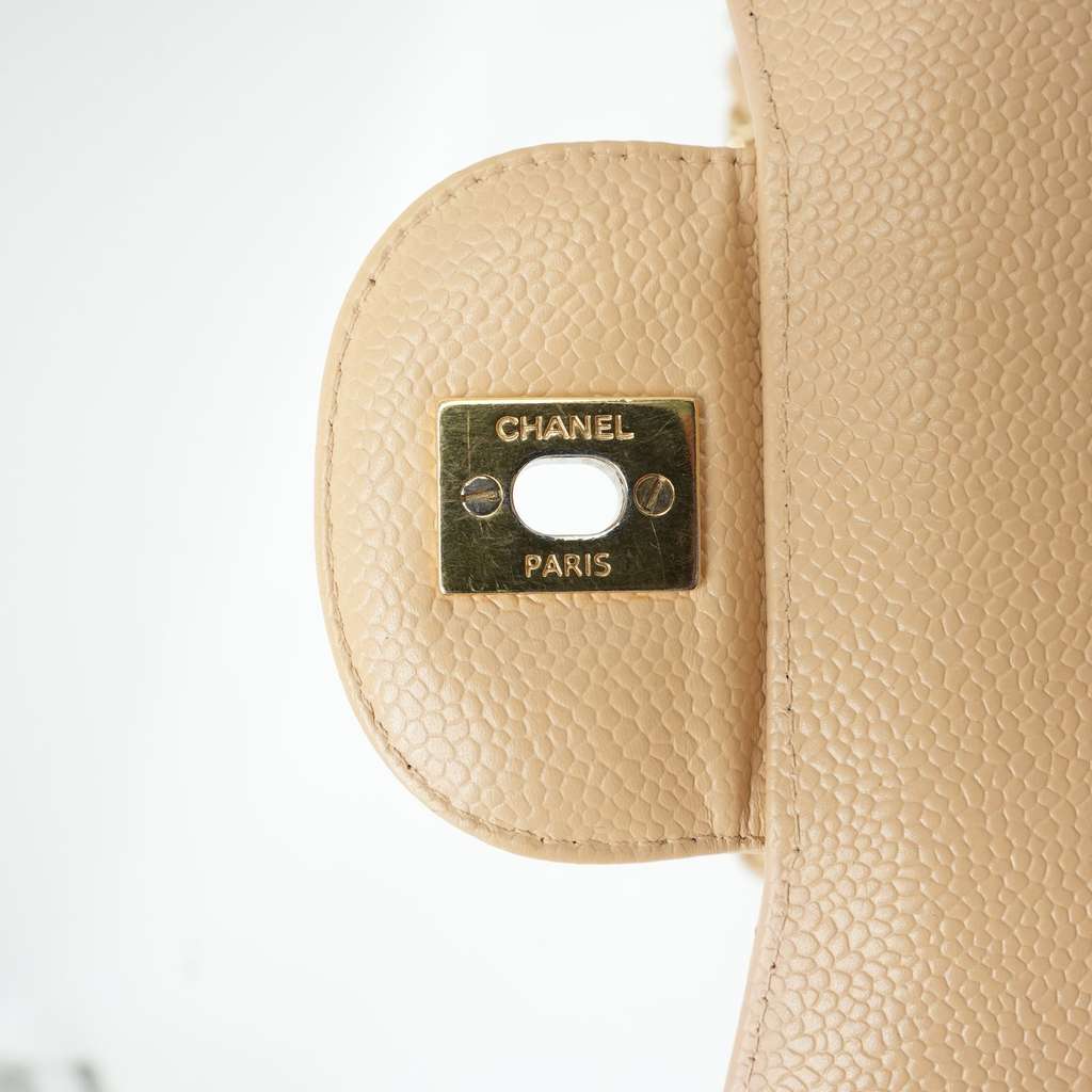 Chanel Classic Jumbo Caviar Leather Beige Gold Hardware - Image 11