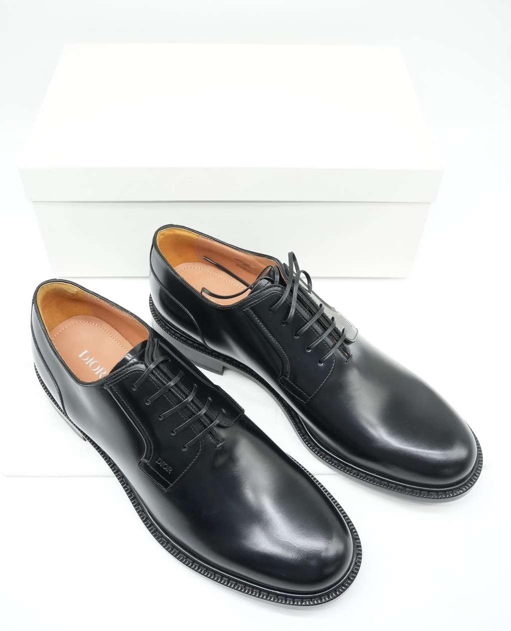 Dior Lace Up Derby Shoes Black Leather Size 44