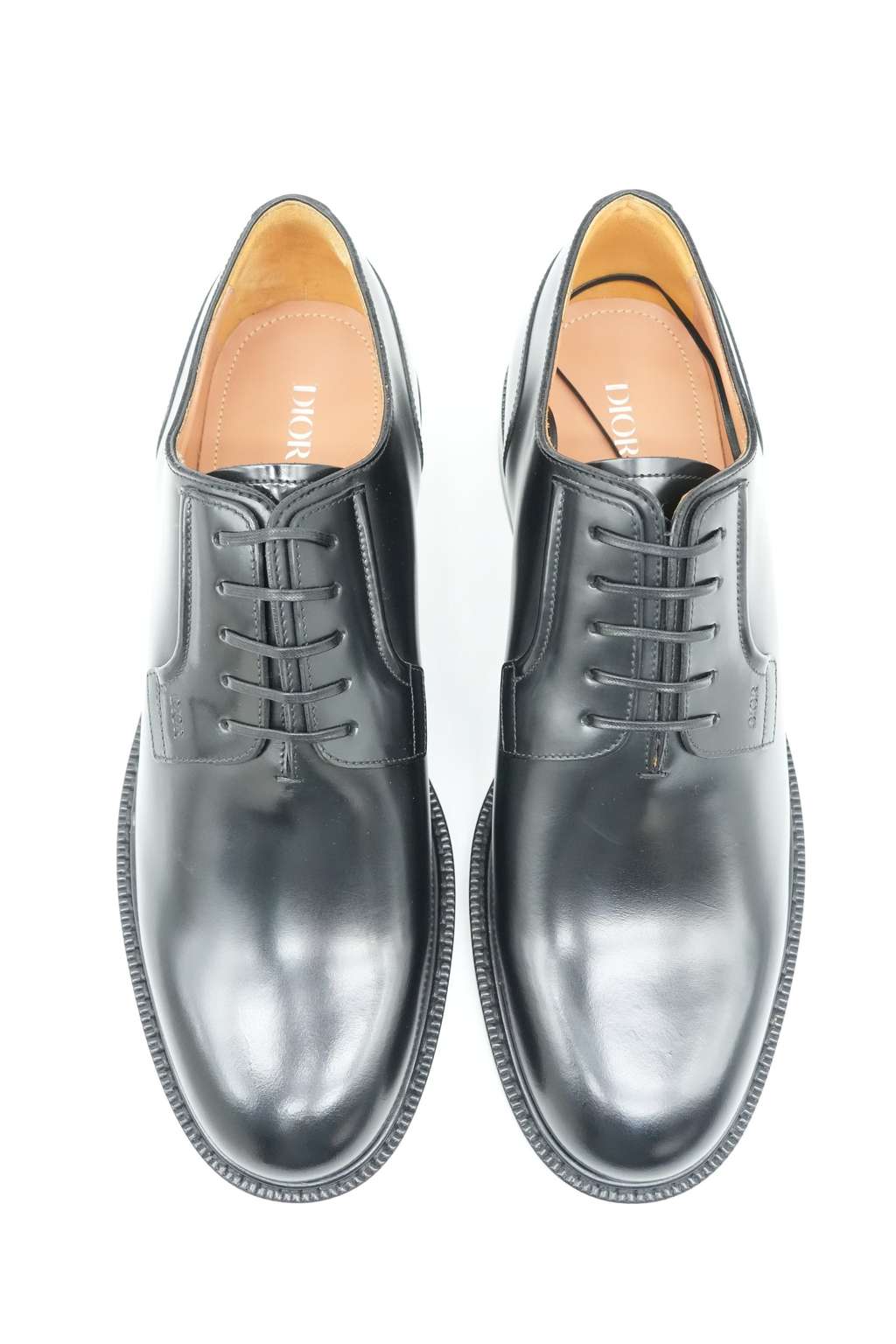 Dior Lace Up Derby Shoes Black Leather Size 44 - Image 6
