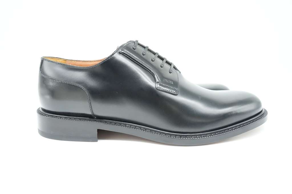 Dior Lace Up Derby Shoes Black Leather Size 44 - 4