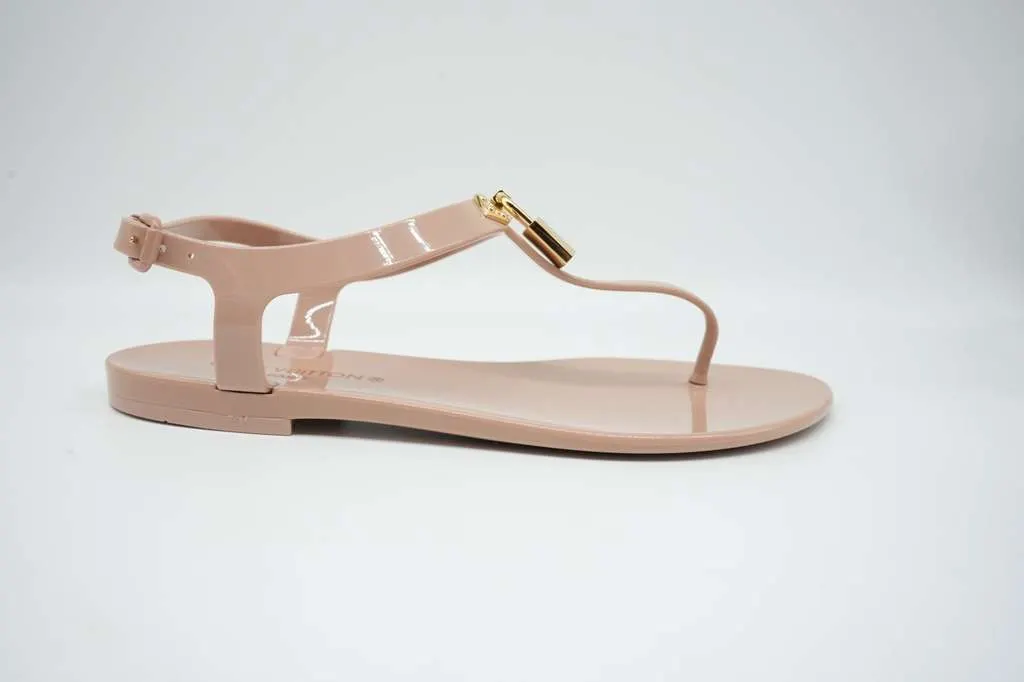 Louis Vuitton Bikini Thong Flats Beige Rubber Size 37 Beige Rubber Good - Back View