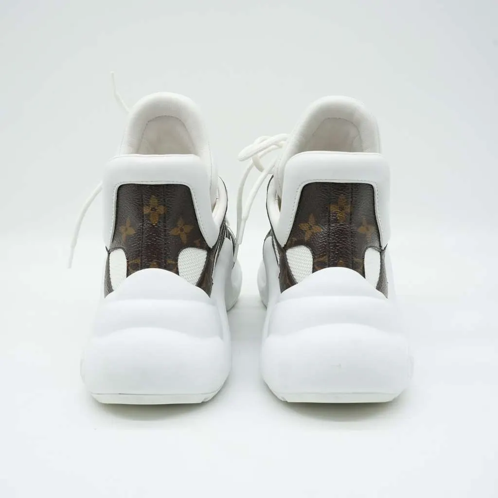 Louis Vuitton Lv Archlight Sneakers White/Brown Monogram Canvas Mesh & Leather Size 38 White Canvas Fair - Box View