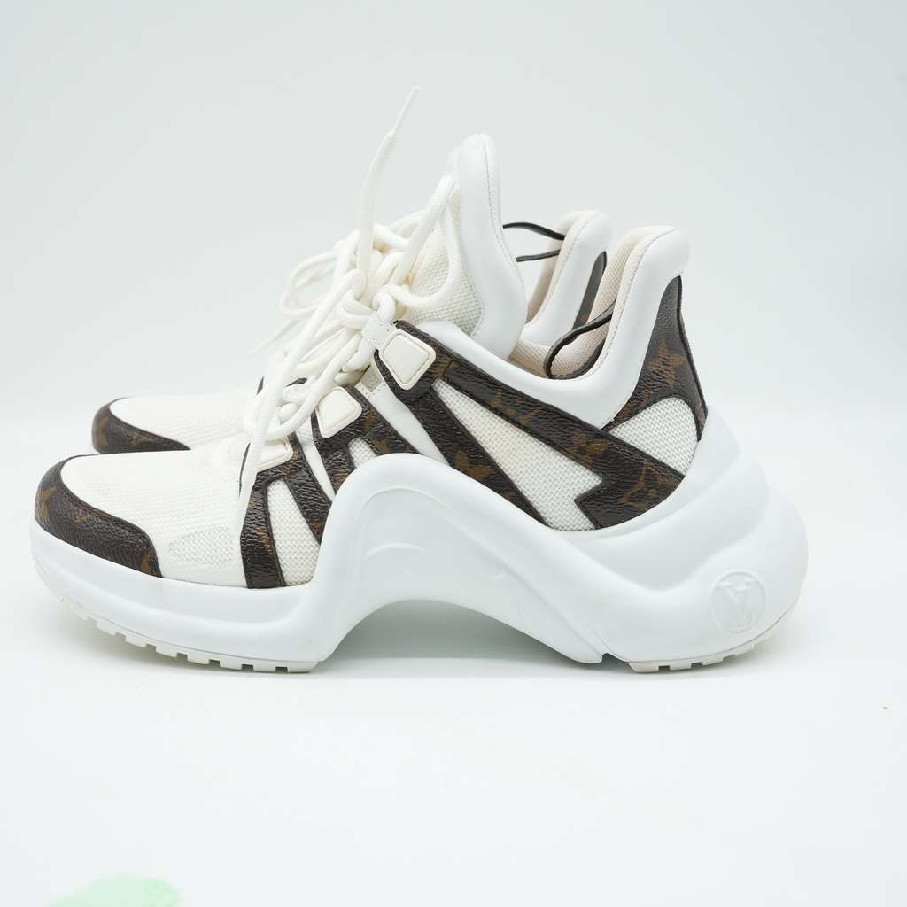 Louis Vuitton Lv Archlight Sneakers White/Brown Monogram Canvas Mesh & Leather Size 38 - Detail 1