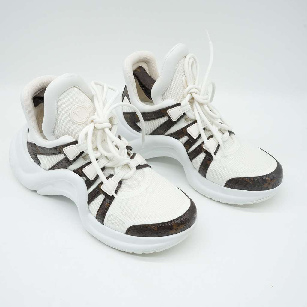 Louis Vuitton Lv Archlight Sneakers White/Brown Monogram Canvas Mesh & Leather Size 38 - Detail 2