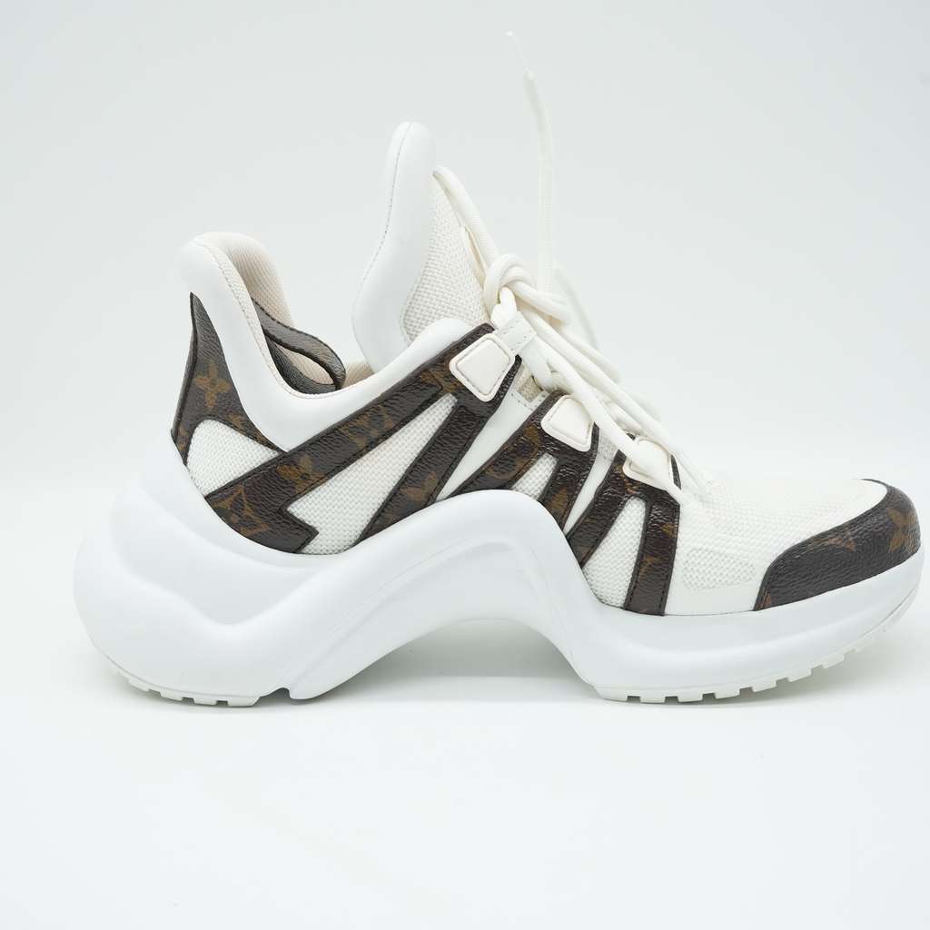 Louis Vuitton Lv Archlight Sneakers White/Brown Monogram Canvas Mesh & Leather Size 38 - Image 10