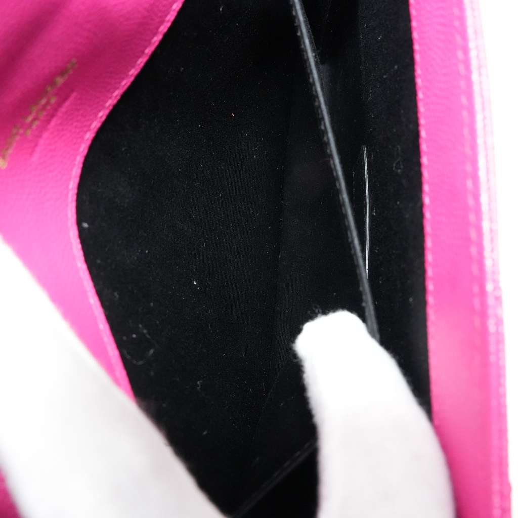 Saint Laurent Grain De Poudre Matelasse Chevron Monogram Envelope Clutch Fuxia Couture - Image 15