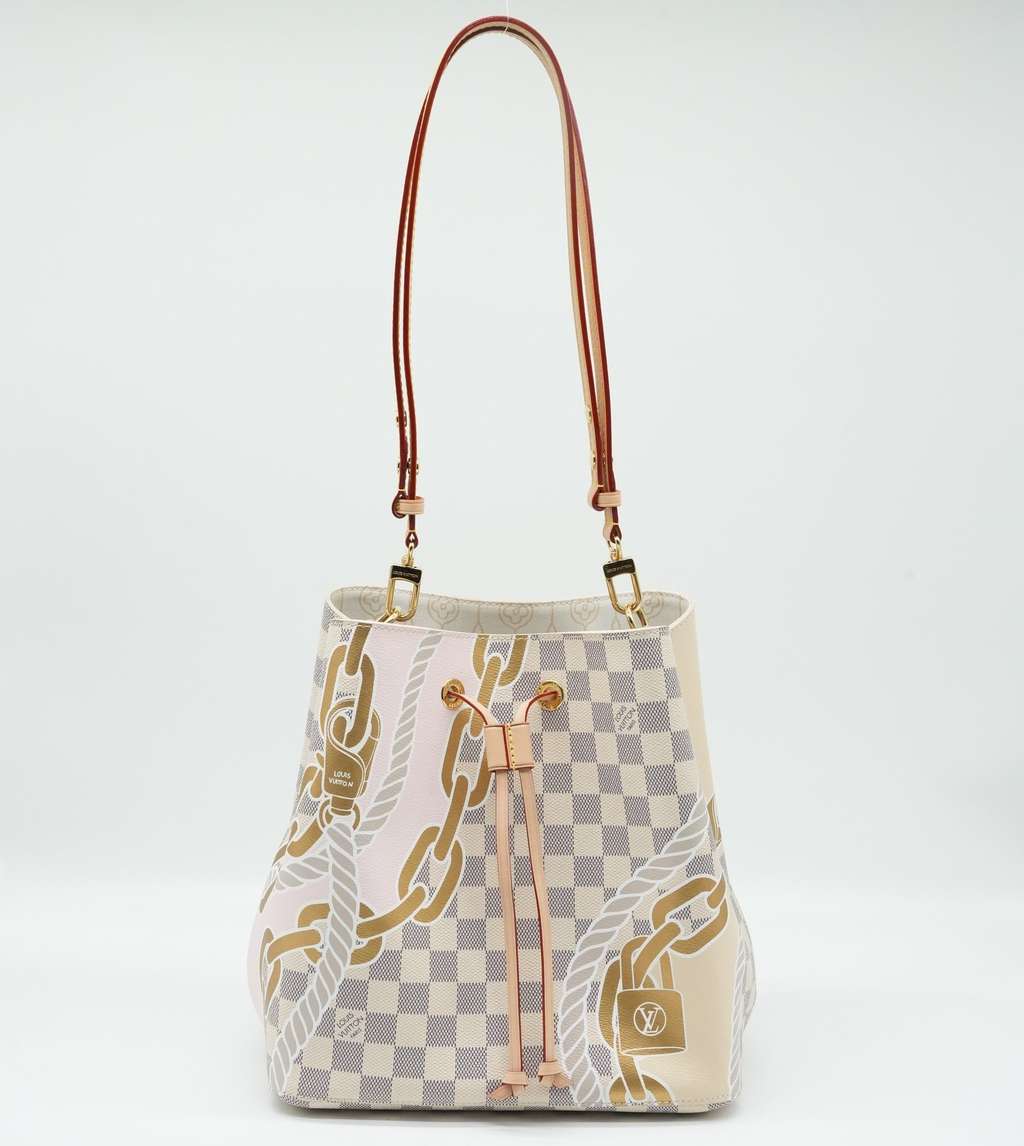 Louis Vuitton NeoNoe MM Bucket Damier Azur Canvas with Chain Print