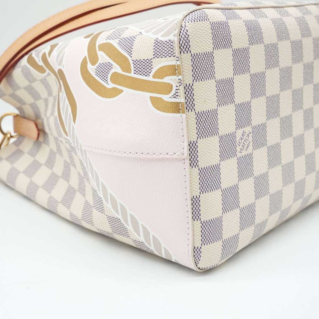 Louis Vuitton NeoNoe MM Bucket Damier Azur Canvas with Chain Print - Detail 2