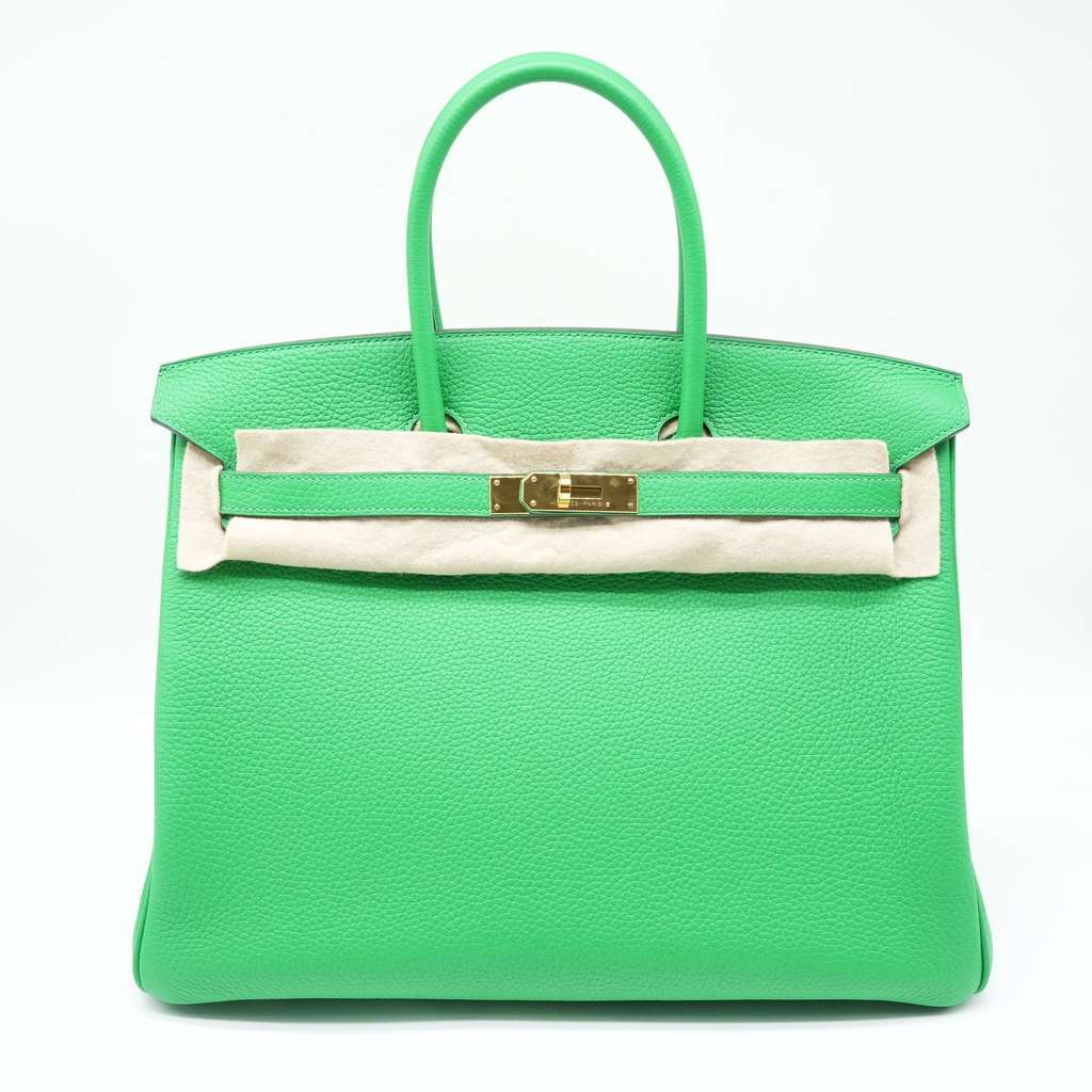 Hermès Size 35 (Stamp Y) 2020 Taurillon Clemence Leather Bambou Green Birkin