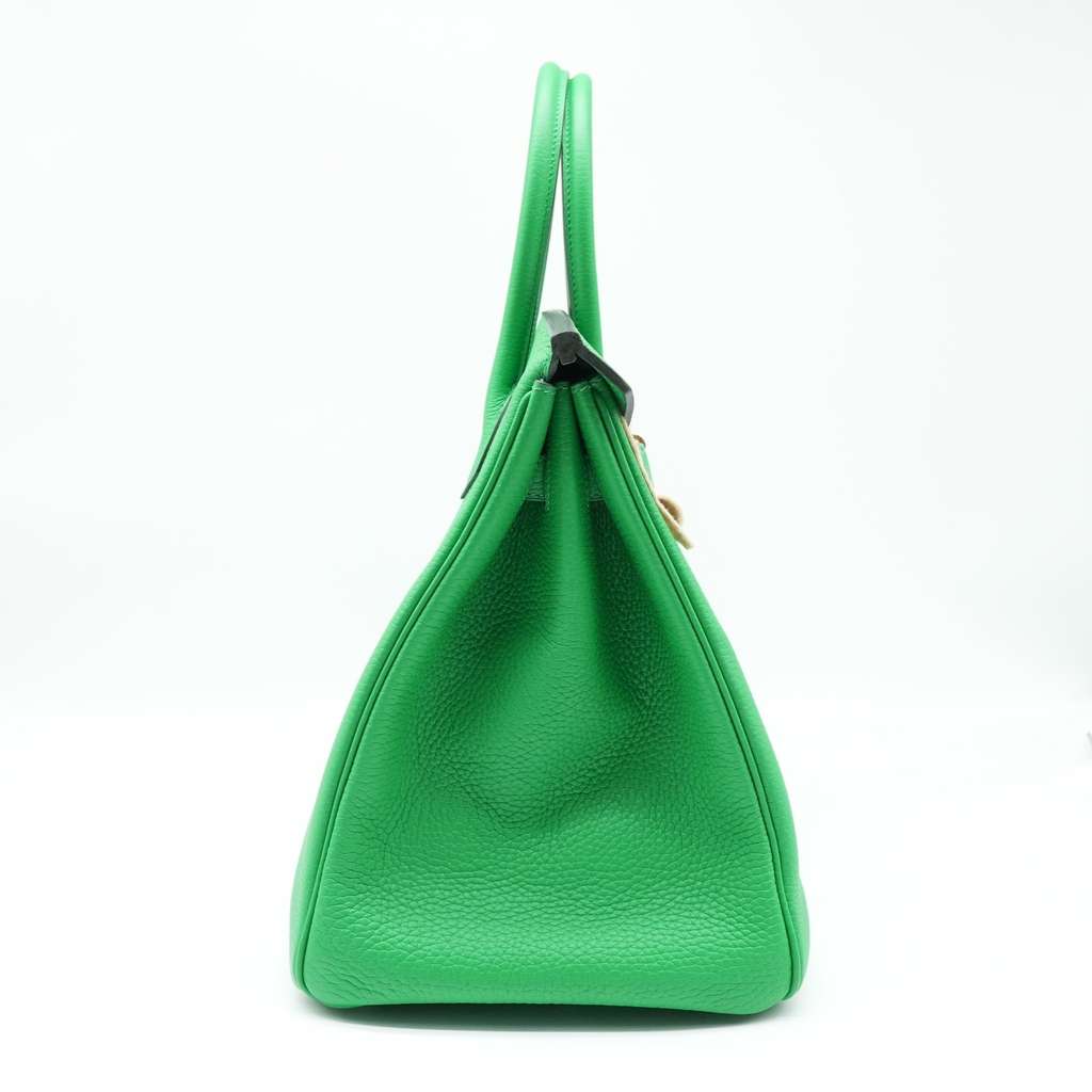 Hermès Size 35 (Stamp Y) 2020 Taurillon Clemence Leather Bambou Green Birkin - Back view