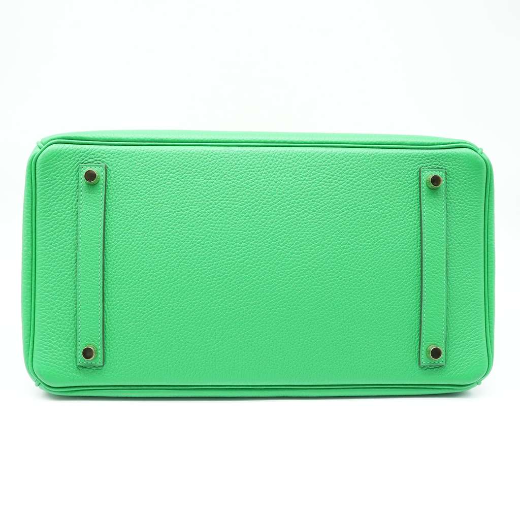 Hermès Size 35 (Stamp Y) 2020 Taurillon Clemence Leather Bambou Green Birkin - Side view