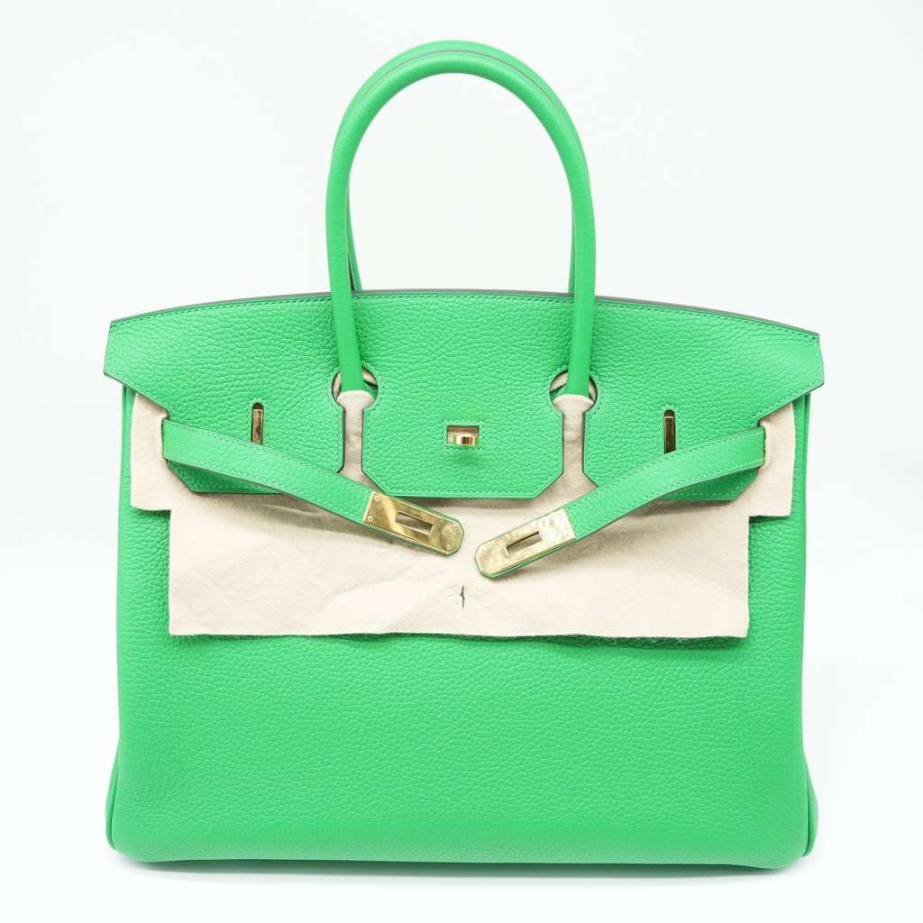 Hermès Size 35 (Stamp Y) 2020 Taurillon Clemence Leather Bambou Green Birkin - Image 10