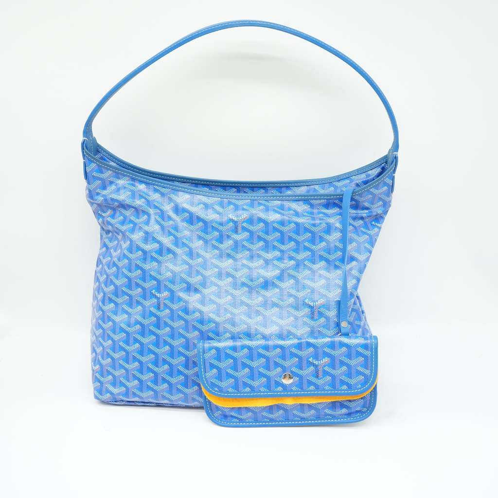 Goyard Boheme Hobo Bag Sky Blue Goyardine Canvas And Chevroches Calfskin - Image 10